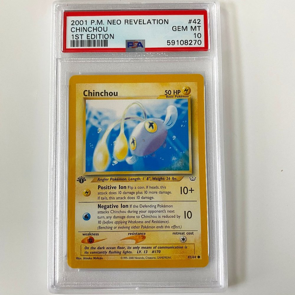PSA 10 Chinchou 42/64 Gem Mint  Neo Revelation 1st Edition 2001 59108270